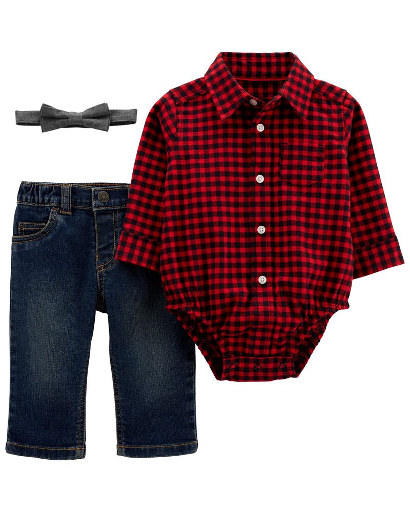 Baby Red 3 Piece Plaid Dress Me Up Set Carters Com
