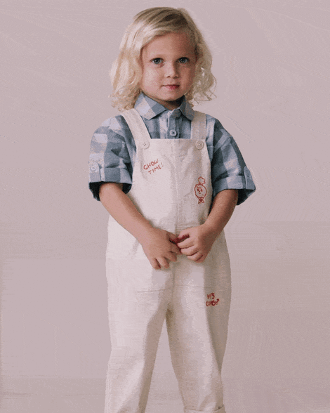 Toddler 'What's Cooking' Overall with Kanga Pocket - Cream