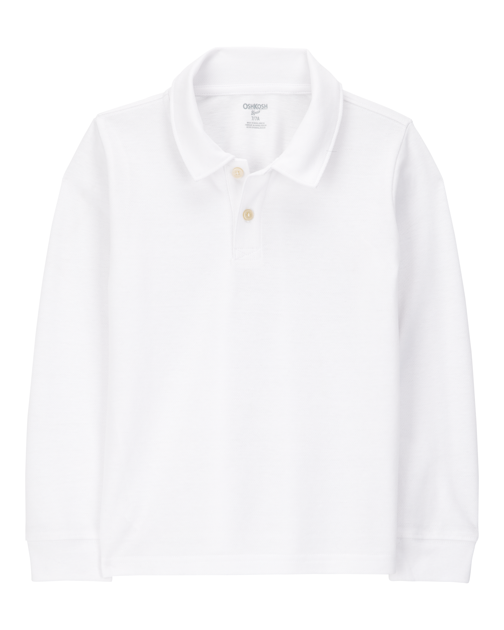 Kid Pique Long-Sleeve Polo Shirt - White