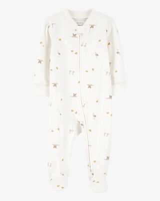 Product image 1 of Baby Mini Bird Print 2-Way Zip Cotton Sleep & Play Pajamas