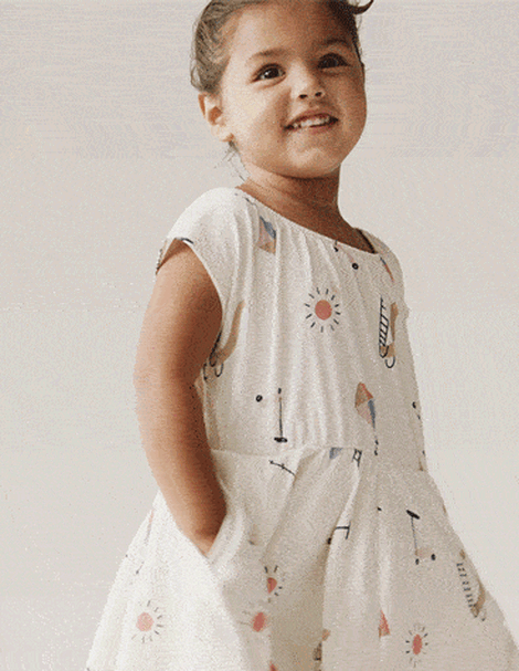 Toddler Girl Avenue Twirl™ Dress in Park Day Print - Cream