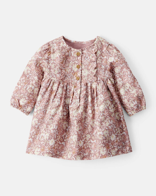 Product image 1 of Baby Girl Floral Cotton Long-Sleeve Dress - Pink