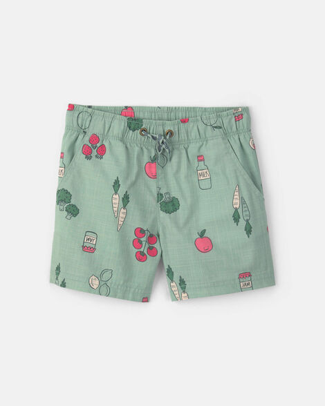 toddler boy veggie fruit shorts - green