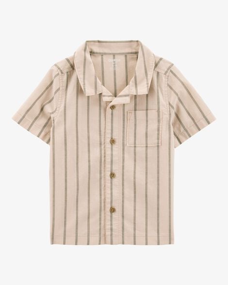 Product image 2 of Toddler 2-Piece Striped Button-Down Shirt & Drawstring Shorts Set - Khaki