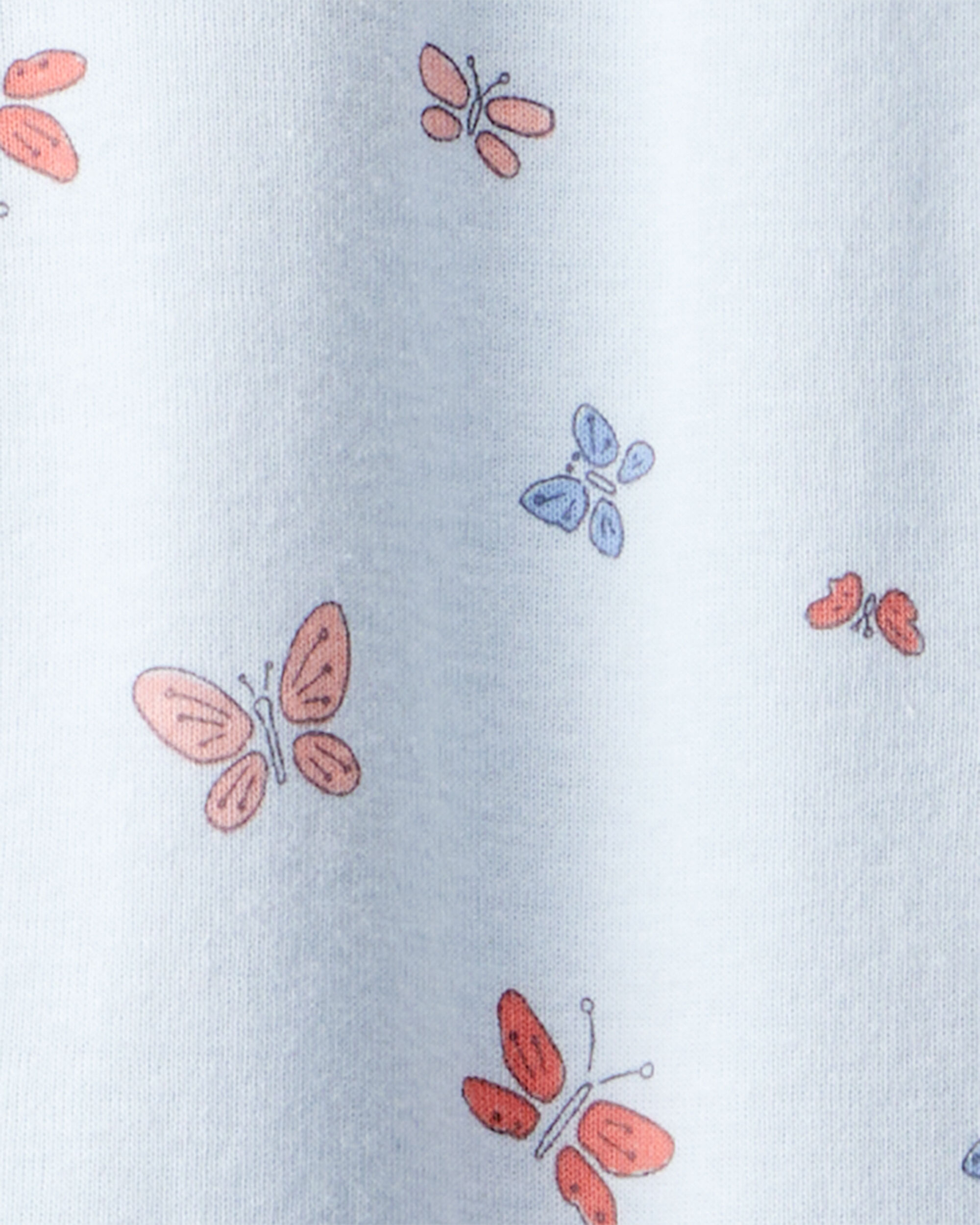 Baby Girl Butterfly 100% Cotton Snug Fit 2-Way Zip Footie 1-Piece Pajamas - Blue