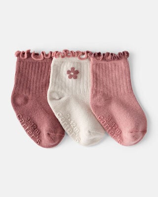 Product image 1 of Baby 3-Pack Flowers Socks - Pink/White