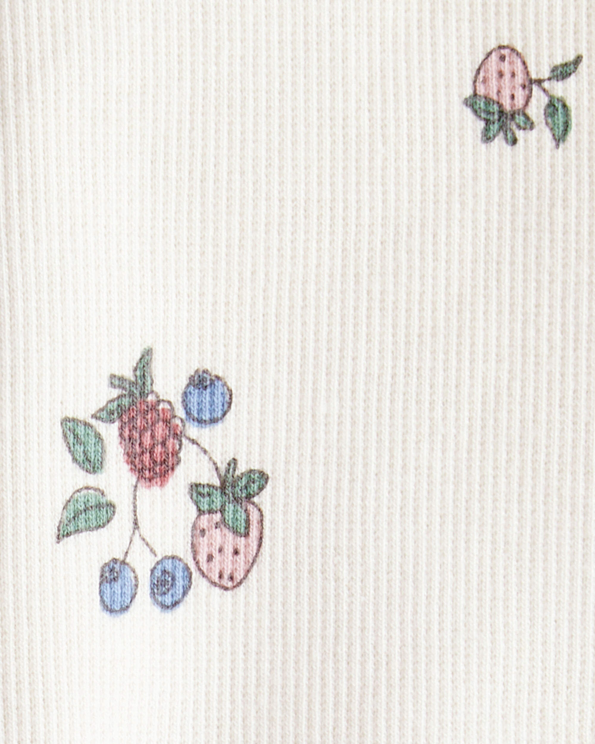 Baby Girl Organic Cotton Ribbed Knit Pants in Berry Blossom Print