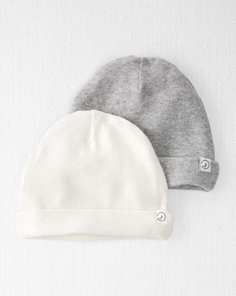 Baby 2-Pack Organic Cotton Rib Caps