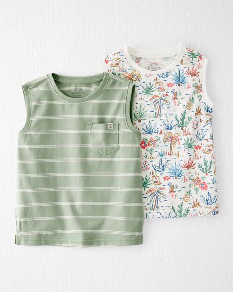  Product image 1 of Toddler 2-Pack Organic Cotton Tropical Knit Tanks