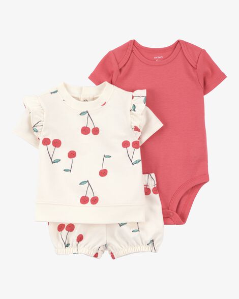 Cherry Printed Short - 2 Piece Ivory Set Cherry Printed Short - 2 Piece Ivory Set