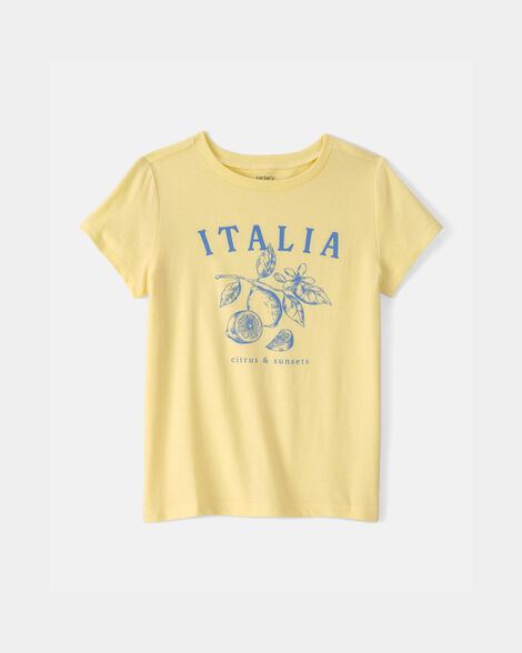 girls italia lemon graphic tee - yellow