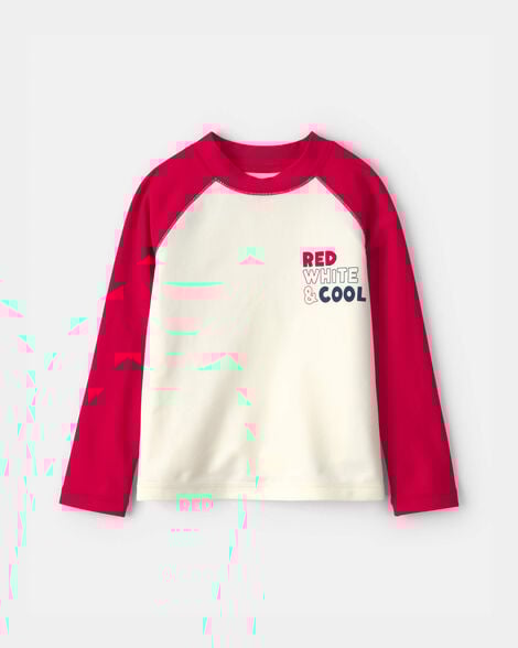 toddler boy 'red white & cool' rashguard - red/ivory