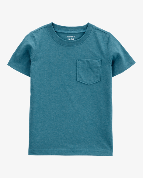 toddler solid short-sleeve pocket tee - teal