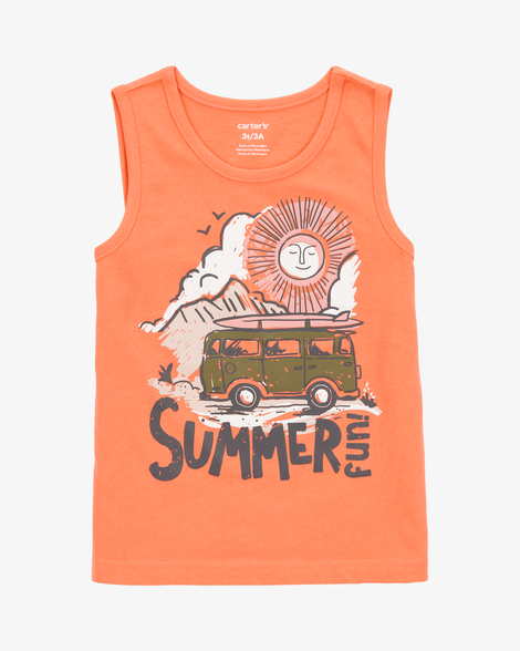 baby boy summer graphic tank - orange