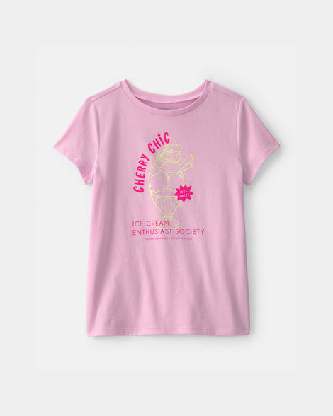 girls 'cherry chic' ice cream graphic tee - pink