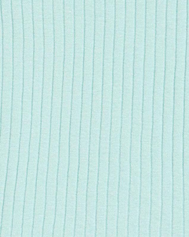 Product image 2 of Kid Solid Ribbed Cotton Blend 2-Piece Pajamas - Teal