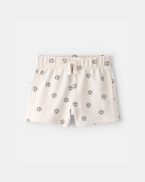 baby soccer french terry shorts - ivory