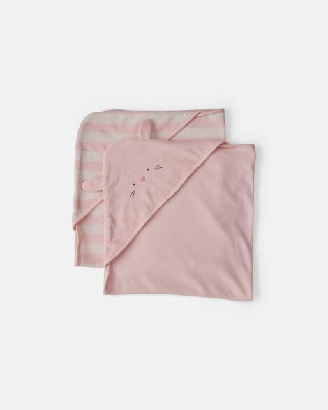 baby girl 2-pack bunny terry towels - pink