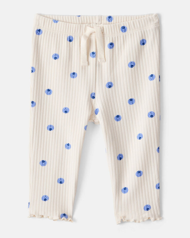 Product image 1 of Baby Girl Blueberry Print Cotton Pull-On Pants - Ivory