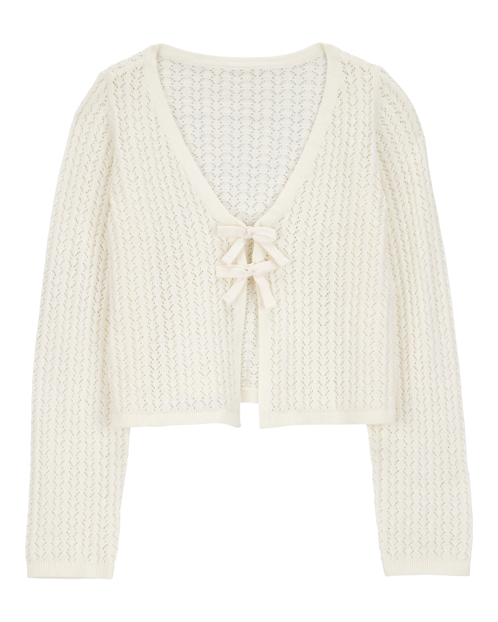Kid Tie Cardigan Top - White