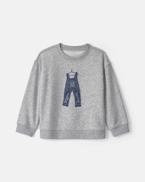 Toddler Boy Overall French Terry Sweater - Grey