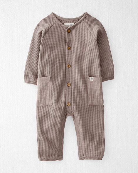  Product image 1 of Baby Organic Cotton Waffle Knit Button-Down Jumpsuit