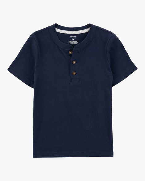 baby boy short-sleeve henley tee - navy
