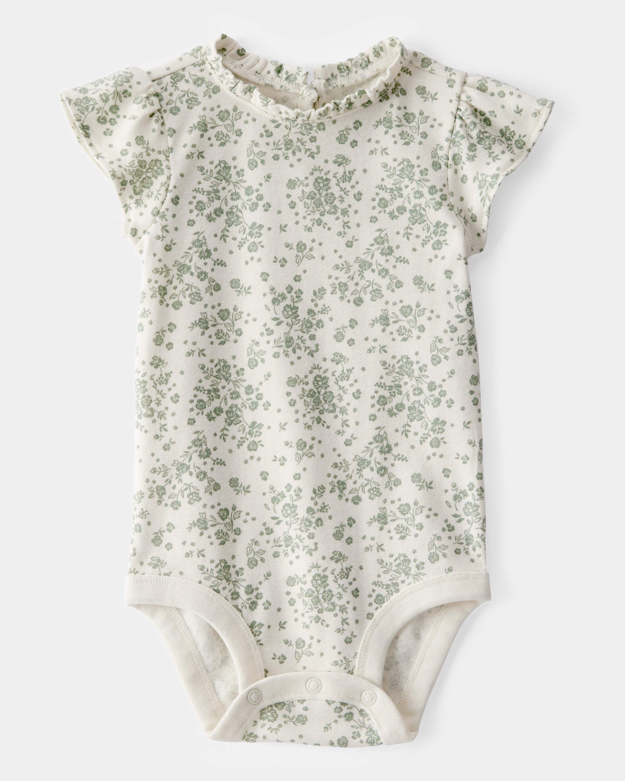 Baby Ribbed Floral Short-Sleeve Bodysuit