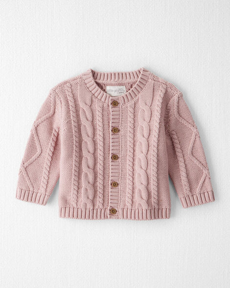 Baby Girl Organic Cotton Cable Knit Cardigan