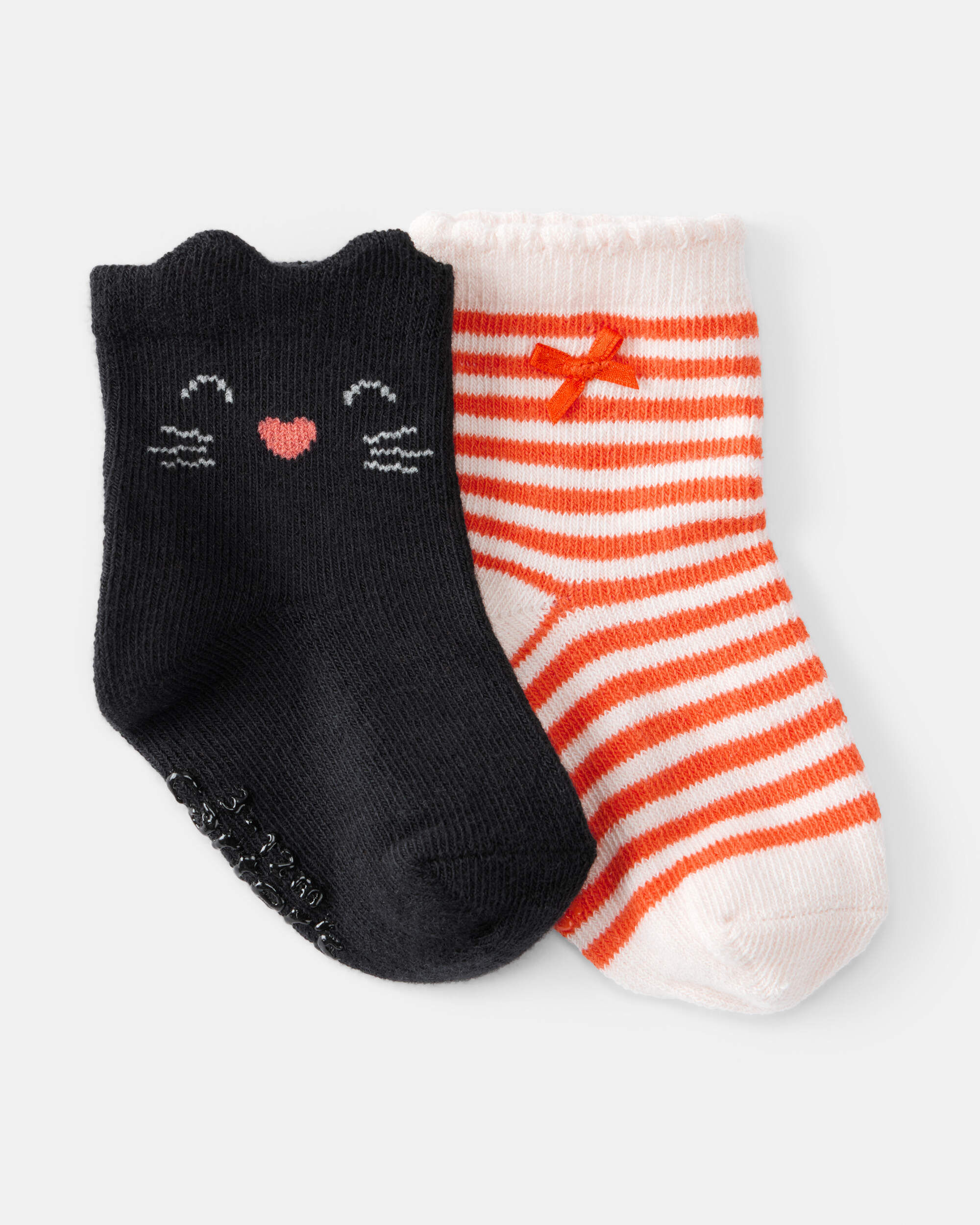 Baby 2-Pack Halloween Socks - Black/Orange