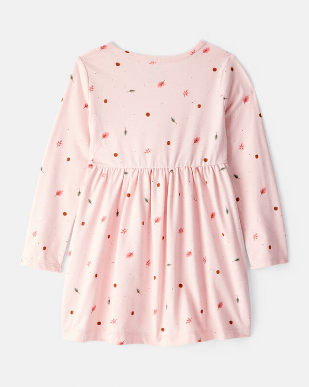 Product image 2 of Toddler Girl Leaf Print Long Sleeve Dress - Pink
