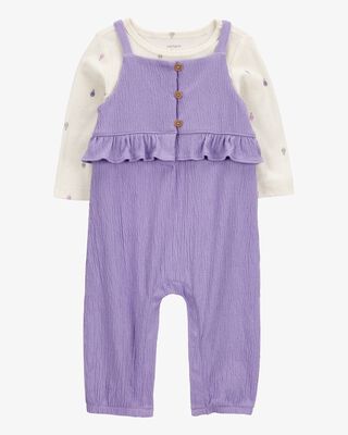 Product image 1 of Baby 2-Piece Long-Sleeve Tee & Coverall Set - Purple