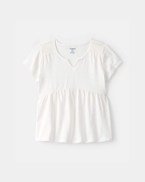 Girls Peplum Short-Sleeve Top - White