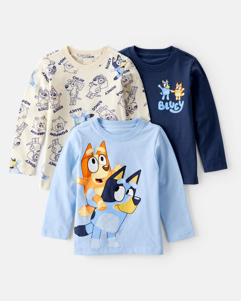 toddler boy 3-pack bluey™ long-sleeve tees