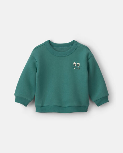 baby boy monster fleece pullover sweatshirt - green
