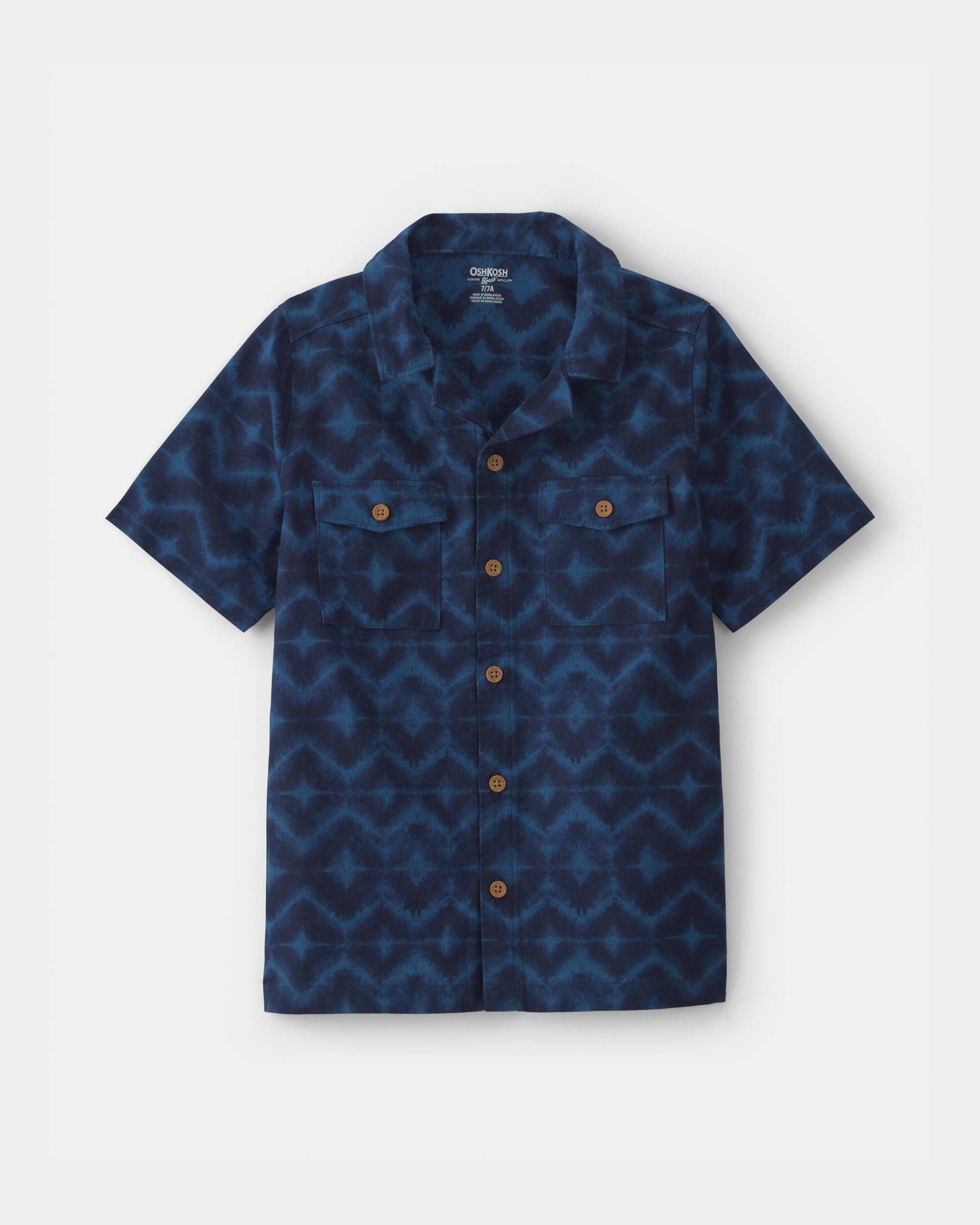 OshKosh Bgosh Boys Geometric Short-Sleeve Button-Down Shirt 10 Blue 13$