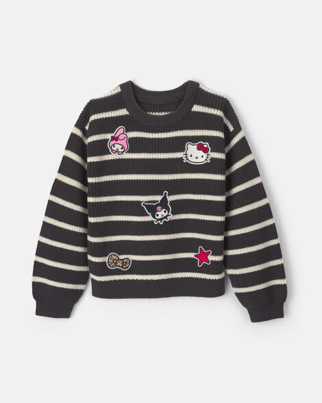 girls hello kitty® striped sweater - grey