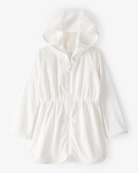 Product image 1 of Toddler Girl Hooded Terry Cloth Swim Cover-Up Dress - White