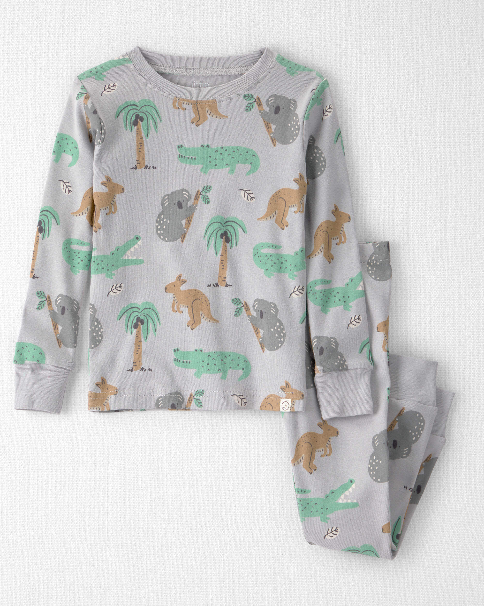 Little Planet Toddler 2-Piece Organic Cotton Ribbed Pajama Set in Aussie Friends Print 2T Aussie Friends 18$