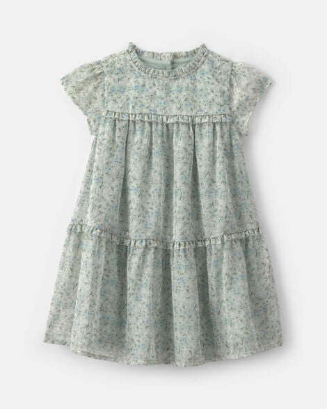 toddler girl floral occasion dress - green