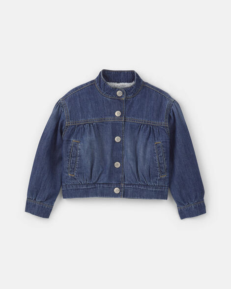 Toddler Girl Teddy Fleece-Lined Denim Jacket - Dark Wash