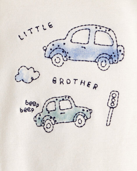 Product image 4 of Baby 2-Piece Car Little Brother Long-Sleeve Bodysuit Pant Set - White/Blue