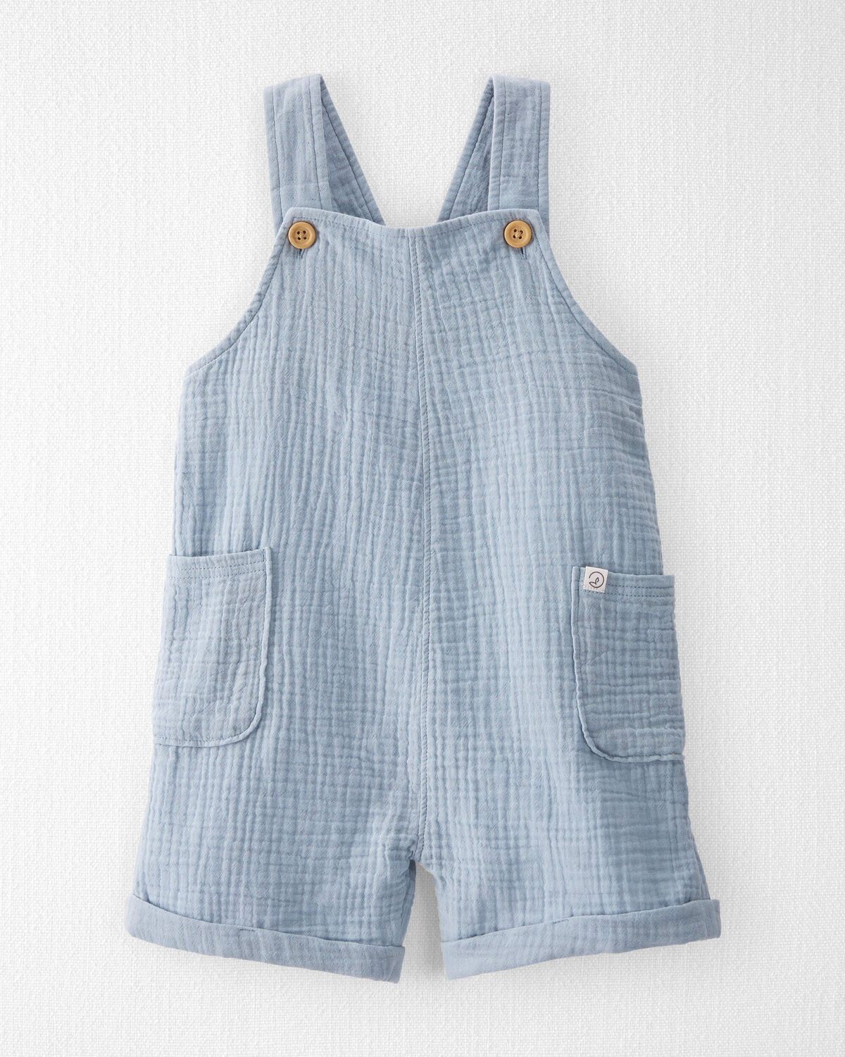 Toddler Organic Cotton Gauze Shortalls in Seal Blue - Little 