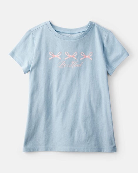 girls bow short-sleeve graphic tee - blue