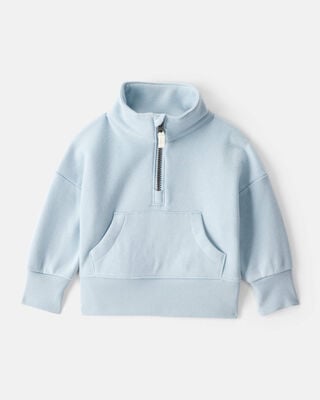 Product image 1 of Baby Girl Long-Sleeve Quarter-Zip Pullover Sweatshirt - Blue