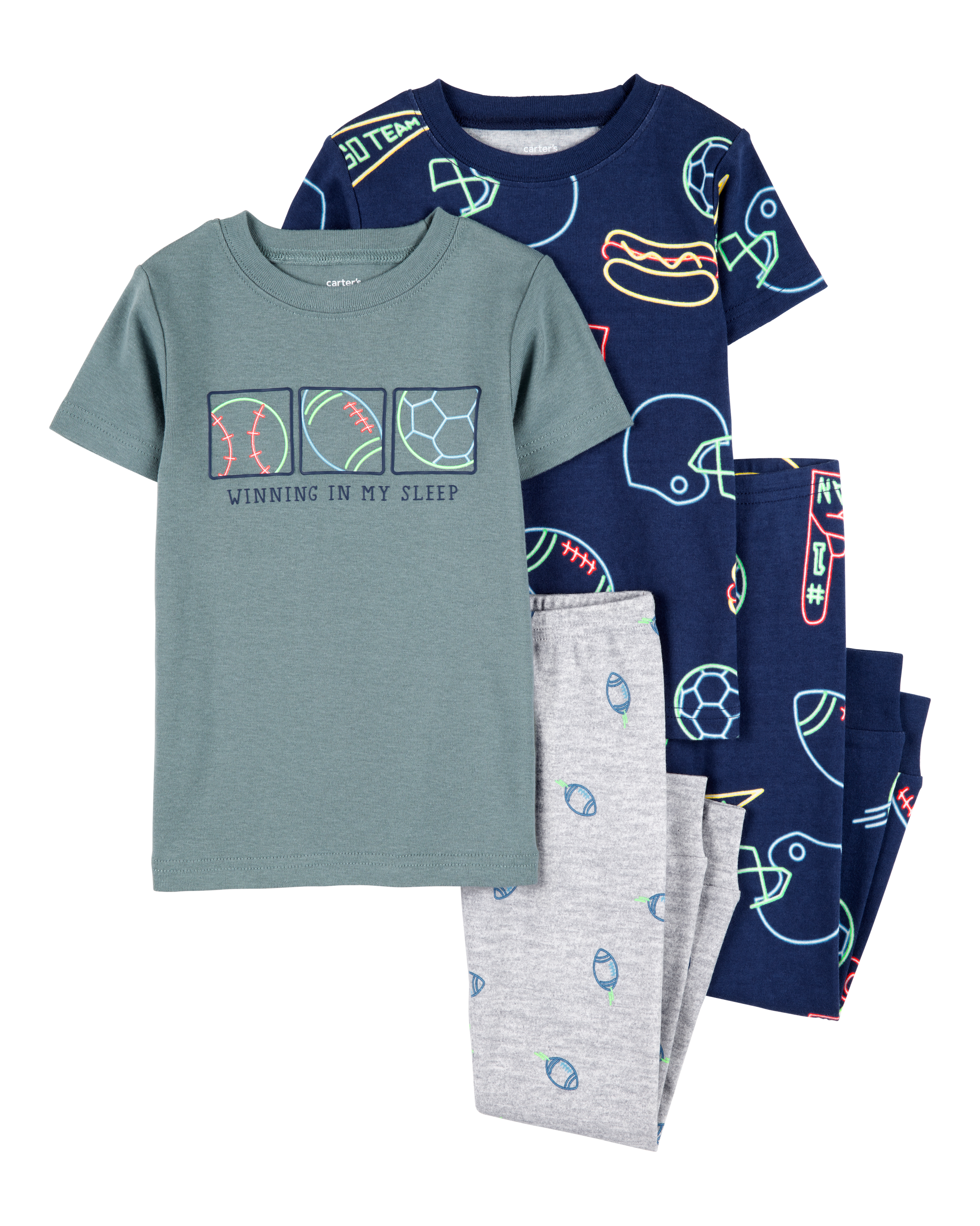 Toddler Boy 4-Piece Sports Cotton Pajamas