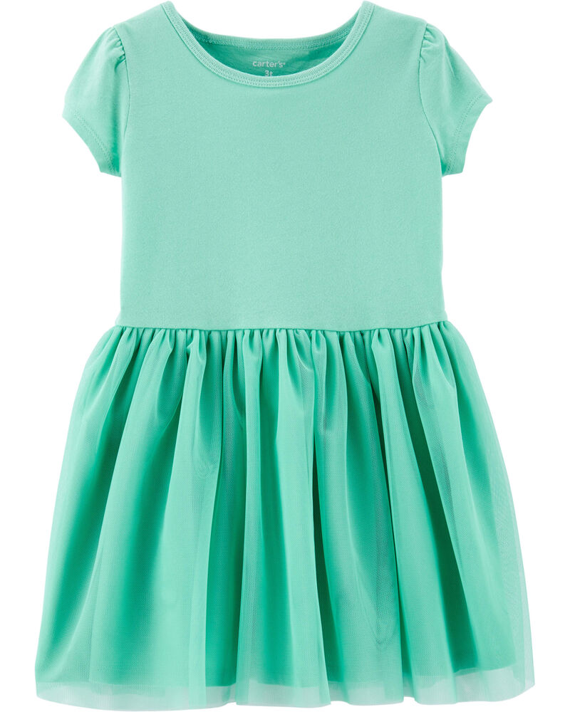 Turquoise Toddler Tutu Jersey Dress