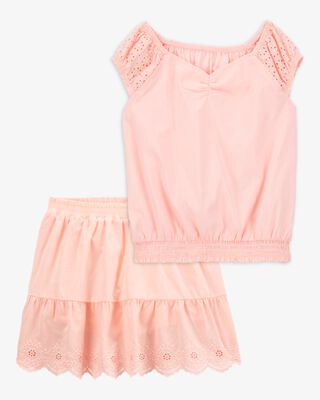 Product image 1 of Kid 2-Piece Cinched Fashion Top & Eyelet Skort Set