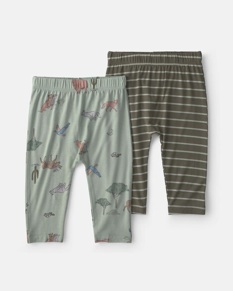 baby boy 2-pack desert purelysoft™ pull-on pants - green