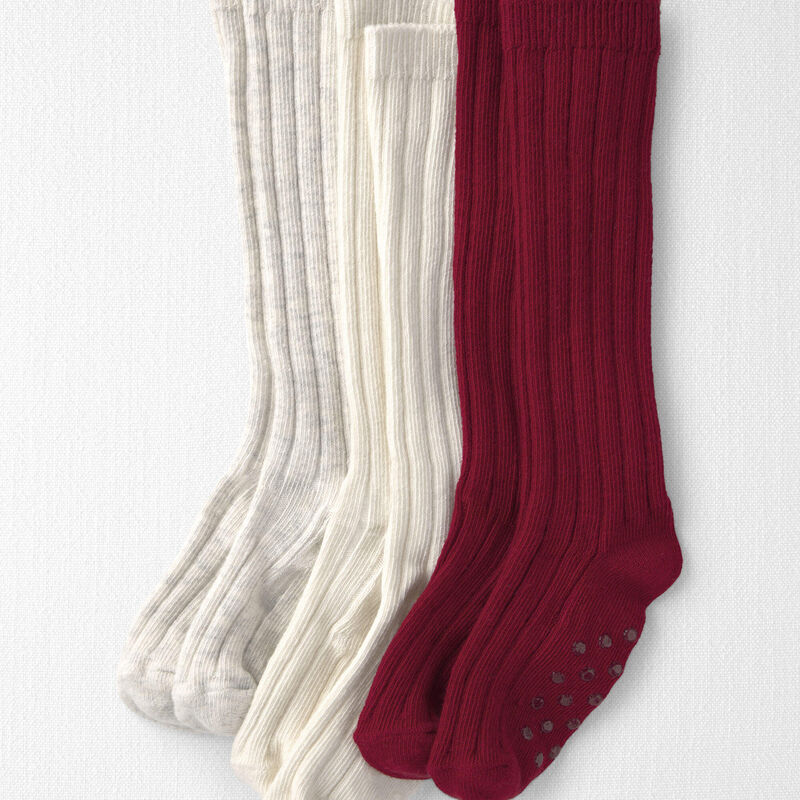 Toddler Girl 3-Pack No-Slip Knee-High Socks Made with Organic Cotton